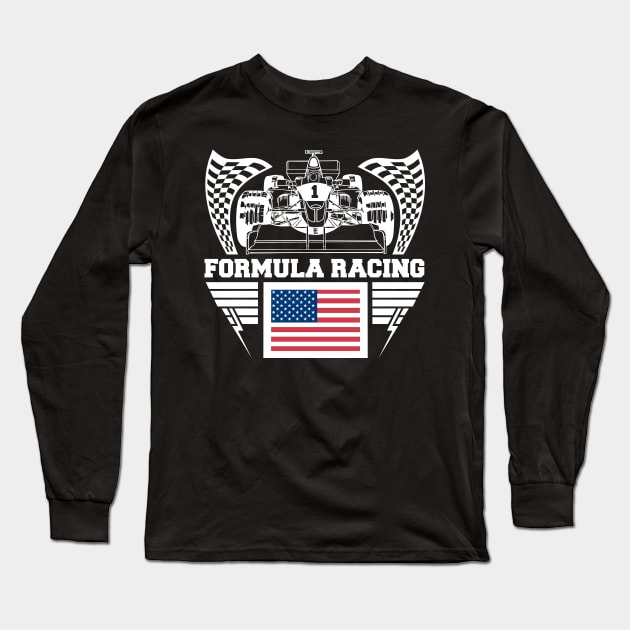 American Formula Racing Car Long Sleeve T-Shirt by RadStar